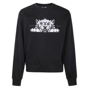 KENZO Paris Tiger Embroidered Crewneck Sweatshirt Men BLACK Sweaters & Cardigans